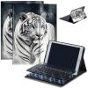 Bluetooth Keyboard Case for Fire HD 8/8 Plus (10th/12th Gen, 2020/2022), Detachable Wireless Keyboard Cover with Stand, PU Leather Protective Case for Fire HD 8 Tablet 8 Inch, White Tiger view 1