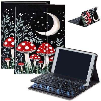 AIRWEE Keyboard Case for iPad Air 11 inch (M3/M2, 2025/2024) & for iPad Air 5th/4th Gen 10.9" with Detachable Bluetooth, Durable PU Leather MultiAngle Stand Protective Case, Snowflake Mushroom Moon