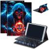 AIRWEE Keyboard Case for iPad Air 11 inch (M3/M2, 2025/2024) & for iPad Air 5th/4th Gen 10.9" with Detachable Bluetooth, Durable PU Leather MultiAngle Stand Protective Case, Flame Skull Skeleton view 1
