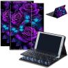 Bluetooth Keyboard Case for Fire HD 8/8 Plus (10th/12th Gen, 2020/2022), Detachable Wireless Keyboard Cover with Stand, PU Leather Protective Case for Fire HD 8 Tablet 8 Inch, Purple Rose Butterfly view 1
