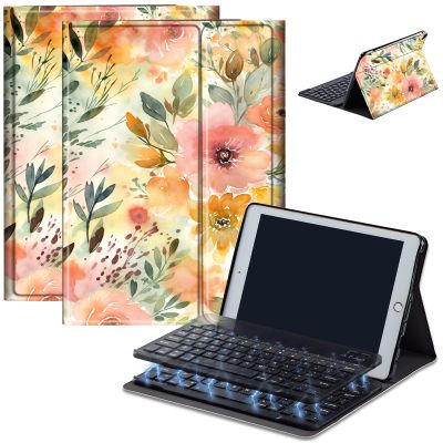 Bluetooth Keyboard Case for Fire Max 11 (13th Gen, 2023 Release), Detachable Wireless Keyboard Cover with Stand, PU Leather Protective Case for Fire Max 11 Tablet 11 Inch, Flowers