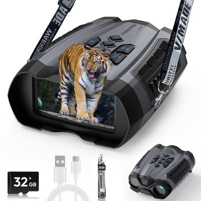 Night Vision Binoculars with 4K Resolution, 32GB TF Card, 3-inch HD Screen, 1000ft Range