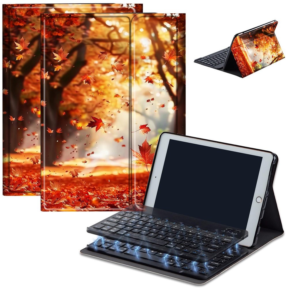 Bluetooth Keyboard Case for Fire Max 11 (13th Gen, 2023 Release), Detachable Wireless Keyboard Cover with Stand, PU Leather Protective Case for Fire Max 11 Tablet 11 Inch, Autumn Forest