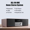 LONPOO Stereo Shelf System for Home, Vintage CD Player 40W RMS Micro Mini System with Remote Control, Bluetooth, FM Radio, USB MP3 Playback & Aux-in,Brown view 2