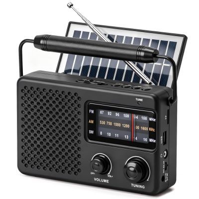Goodes Solar Rechargeable Emergency Radio, Portable Radio AM/FM/SW with Excellent Reception, Loud Speaker and Large Knob, Transistor Radio for Indoor Outdoor Emergency