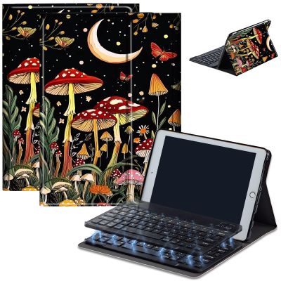 AIRWEE Keyboard Case for iPad Air 11 inch (M3/M2, 2025/2024) & for iPad Air 5th/4th Gen 10.9" with Detachable Bluetooth, Durable PU Leather MultiAngle Stand Protective Case, Mushroom Moon