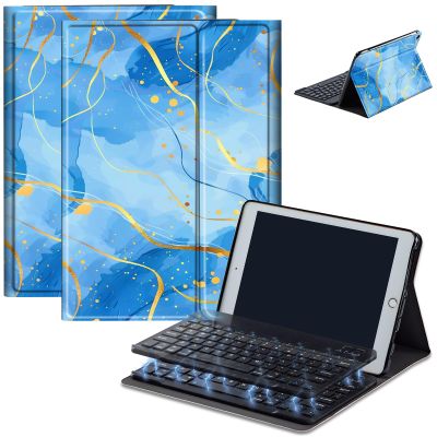 AIRWEE Keyboard Case for iPad Air 11 inch (M3/M2, 2025/2024) & for iPad Air 5th/4th Gen 10.9" with Detachable Bluetooth, Durable PU Leather MultiAngle Stand Protective Case, Blue Marble 1