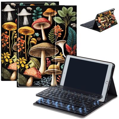 AIRWEE Keyboard Case for iPad Air 11 inch (M3/M2, 2025/2024) & for iPad Air 5th/4th Gen 10.9" with Detachable Bluetooth, Durable PU Leather MultiAngle Stand Protective Case, Mushroom