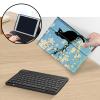 Bluetooth Keyboard Case for Fire HD 8/8 Plus (10th/12th Gen, 2020/2022), Detachable Wireless Keyboard Cover with Stand, PU Leather Protective Case for Fire HD 8 Tablet 8 Inch, Apricot Flower Black Cat view 3