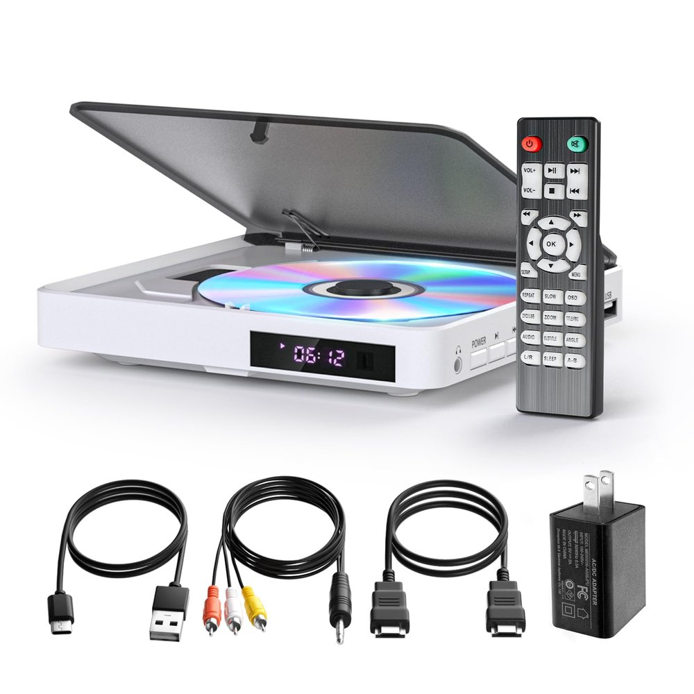 Mini DVD Player HDMI ARAFUNA 1080P DVD Players for TV Support USB, Micro-SD, CDs with Remote Control Small Region Free DVD Player for Home with HDMI AV Output Support PAL/NTSC