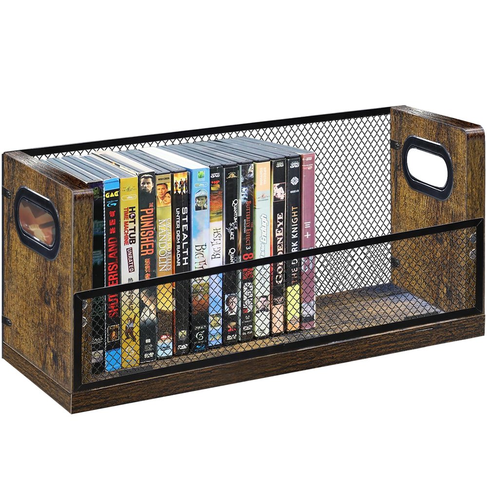 PUTNATRUE DVD/Blu ray Storage Rack, DVD Shelf Holds Up To 28 DVD Cases, Stackable DVD Tower also Used for CDs, Video Game Cases, Vhs Taps, Jewel and Cassette Cases on Desktop