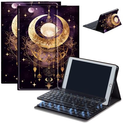 AIRWEE Keyboard Case for iPad Air 11 inch (M3/M2, 2025/2024) & for iPad Air 5th/4th Gen 10.9" with Detachable Bluetooth, Durable PU Leather MultiAngle Stand Protective Case, Moon