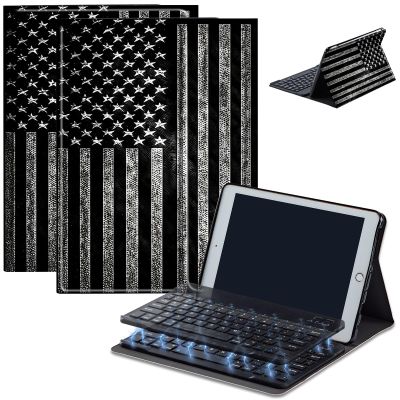 AIRWEE Keyboard Case for iPad Air 11 inch (M3/M2, 2025/2024) & for iPad Air 5th/4th Gen 10.9" with Detachable Bluetooth, Durable PU Leather MultiAngle Stand Protective Case, Black Flag