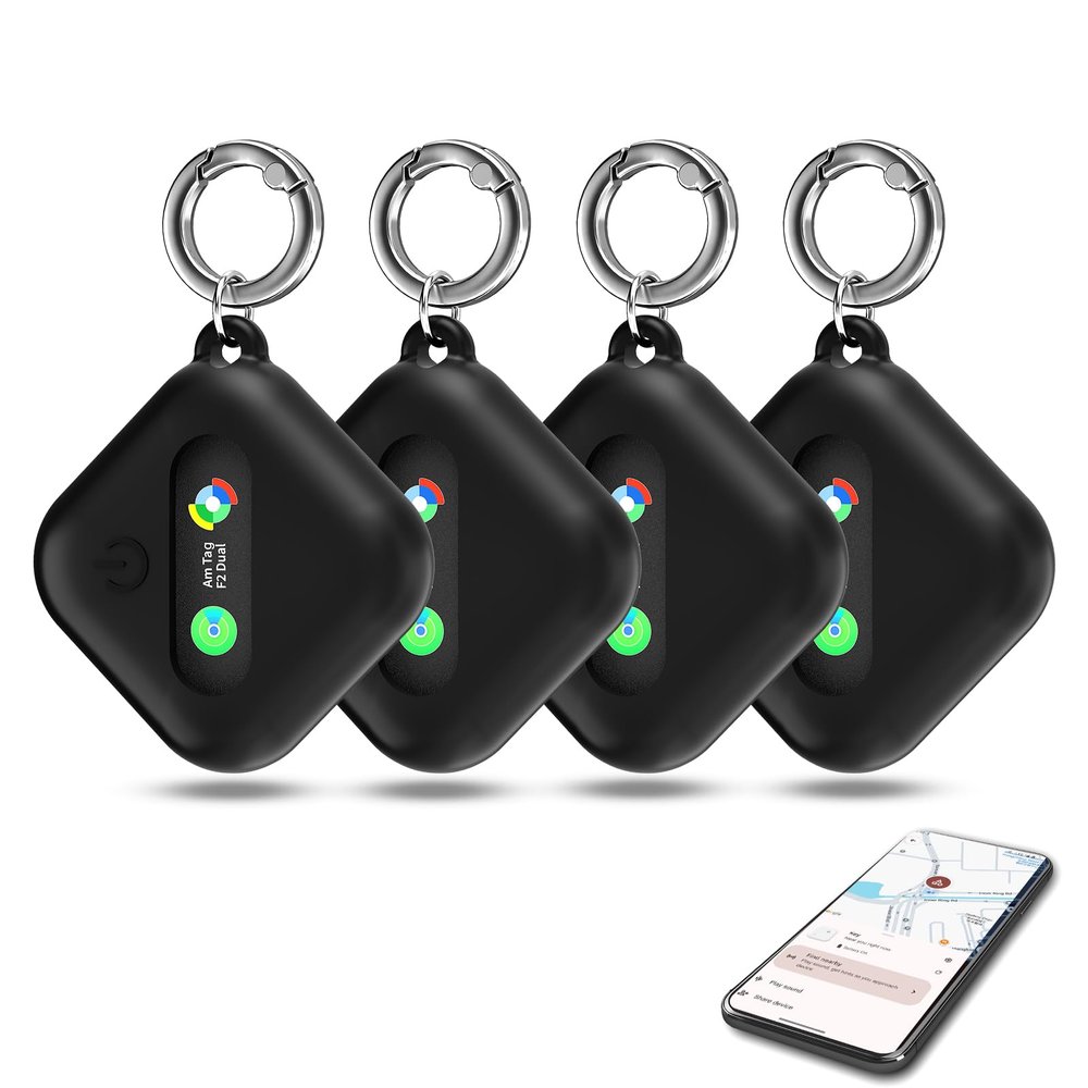 Dual-System Compatible Bluetooth Tracker for iOS or Android Key Finder, Item Locator, Smart Luggage Tracker, Pet Tracker Works with Apple Find My or Google Find Hub IP67 Waterproof Rating