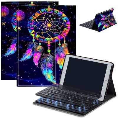 Bluetooth Keyboard Case for iPad 10.2 (7th/8th/9th Gen, 2019/2020/2021), Detachable Wireless Keyboard Cover with MultiAngle Stand, PU Leather Protective Case for iPad 10.2", Colorful Dream Catcher