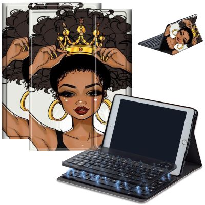 AIRWEE Keyboard Case for iPad Air 11 inch (M3/M2, 2025/2024) & for iPad Air 5th/4th Gen 10.9" with Detachable Bluetooth, Durable PU Leather MultiAngle Stand Protective Case, Crown Girl