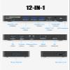 ZIUMIER USB C Docking Station Dual Monitor, 12 in 1 Laptop Docking Station - Single 8K or Dual 4K Displays, 1 HDMI, 1 DP, 100W PD, 3x10Gbps USB-A/C Data, 5Gbps USB-A Data, Ethernet, Audio, SD/Micro SD view 2