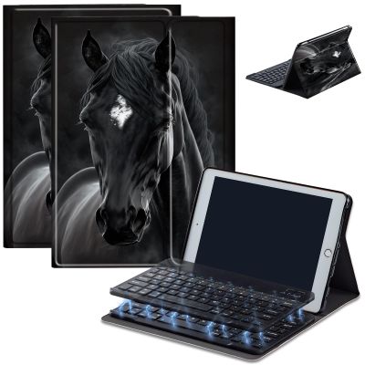 Bluetooth Keyboard Case for Fire HD 8/8 Plus (10th/12th Gen, 2020/2022), Detachable Wireless Keyboard Cover with Stand, PU Leather Protective Case for Fire HD 8 Tablet 8 Inch, Dark Horse