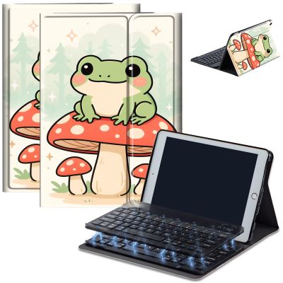 AIRWEE Keyboard Case for iPad Air 11 inch (M3/M2, 2025/2024) & for iPad Air 5th/4th Gen 10.9" with Detachable Bluetooth, Durable PU Leather MultiAngle Stand Protective Case, Kawaii Frog