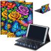 AIRWEE Keyboard Case for iPad Air 11 inch (M3/M2, 2025/2024) & for iPad Air 5th/4th Gen 10.9" with Detachable Bluetooth, Durable PU Leather MultiAngle Stand Protective Case, Colorful Butterfly Rose view 1