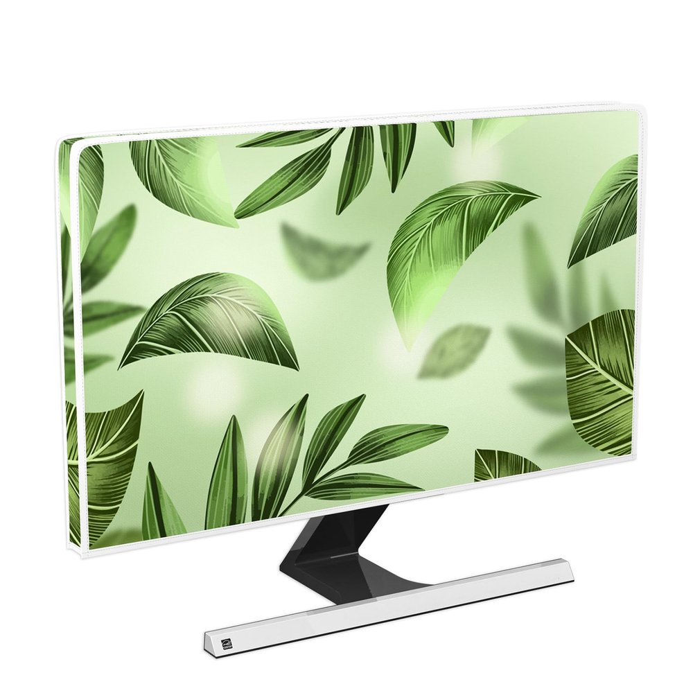 Baocicco Spring Leaves Waterproof Television Cover 40,41,42,43 Inch Aesthetic Trendy Green Botanical Weatherproof Screen TV Covers Anti-Static Dustproof Protective Cover forLED LCD OLED TVs