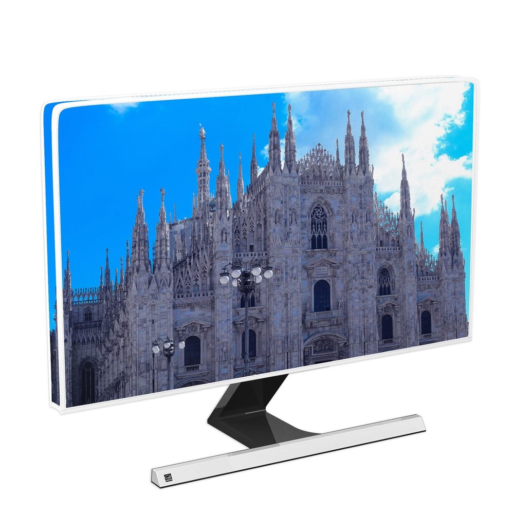 Baocicco Milan Cathedral Waterproof Television Cover 40,41,42,43 Inch Italy Catholic Church Travel View Anti-Static Anti-Scratch TV Dust Protective Sleeve Compatible with Screen Desktop TVs Hanging TV