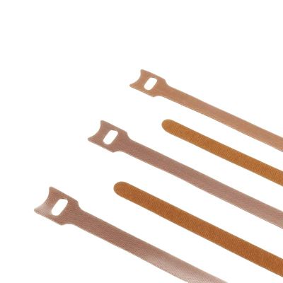 30-100Pcs Releasable Cable Ties Plastics T-Type Nylon Hook Loop Wrap Zip Bundle Fastener Detachable-Brown-150Mm X 50Pcs