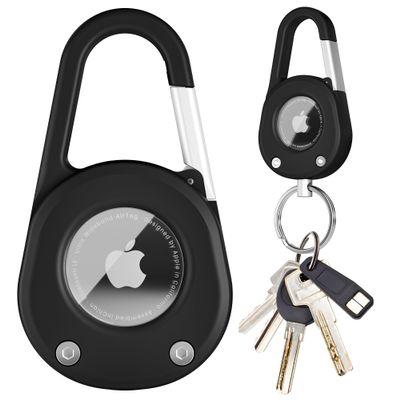 Case for AirTag 2nd Gen (2026) & 1st Gen for Airtag Keychain Carabiner, Upgrade Waterproof Protective Clear Window for AirTag Holder Sturdy Scratch-Resistant Car Keychain for Apple AirTag (Black)