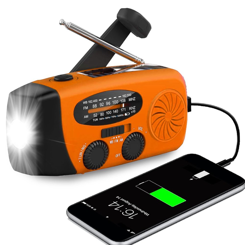 Emergency Hand Crank Radio with LED Flashlight, AM/FM NOAA Weather Radio