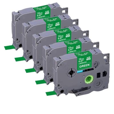 5 Pieces 12mm Multicolor Label Tape Tze-231 Tze231 Tz231 Compatible with Tz231 Label Printer(5PK White on Green)