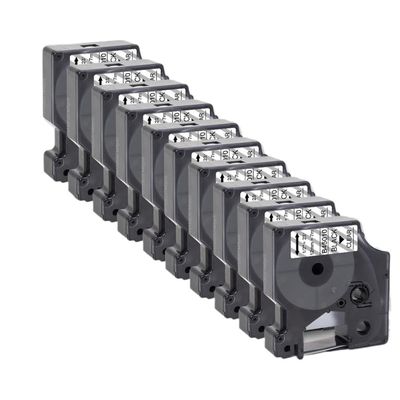 12mm 5/10PK 45013 D1 Label Tape Compatible with LabelManager 160 280 Label Printer Works with 45013 45010 45016 45017 45018 45019 Label Tapes(10PK Black on Clear)