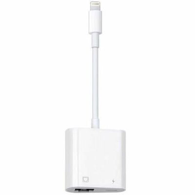 4XEM 2-in-1 8-pin Lightning to RJ-45 Ethernet and USB-C Adapter - MFi Certified