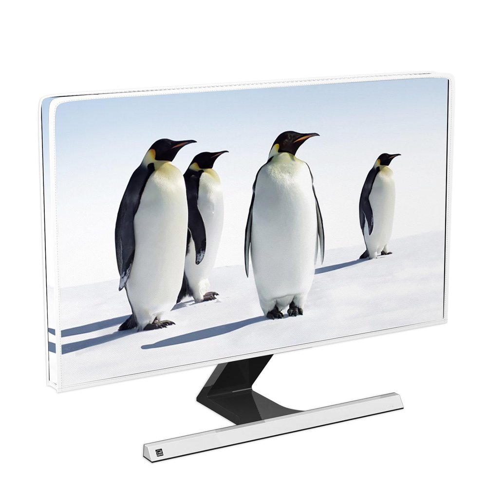 Baocicco Penguin Waterproof Screen TV Cover 80 Inch Cute Animals in Snowfield TV Screen Covers for LED LCD OLED TVs Anti-Scratch Dustproof Protective Cover for Desktop TVs Hanging TV