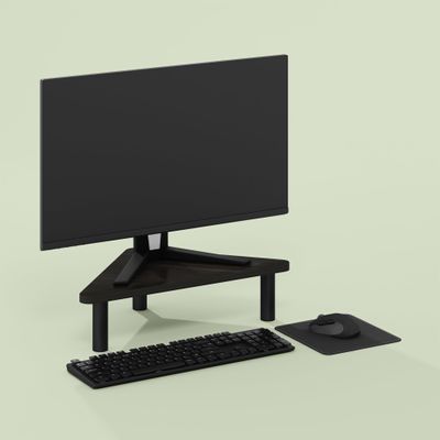 Furevol Arau Monitor Riser Stand, Corner Laptop Riser, for Home Office, Charcoal/Black