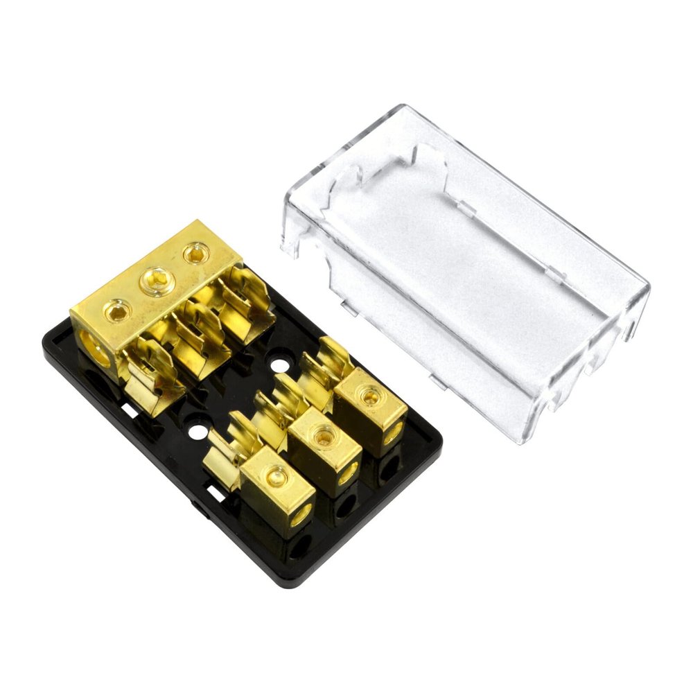 1 Pc 3 Position Gold Plated AGU Fuse Holder Distribution Block 4/8 Gauge Power/Ground