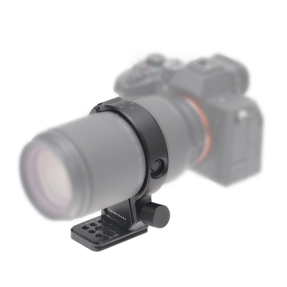Gugxiom 75mm Lens Tripod Mount Fit fo Tamron T50-300mm F4.5-6.3, Mental Camera Lens Support Bracket with Arca Quick Release Plate, 1/4" 3/8" Screw Holes