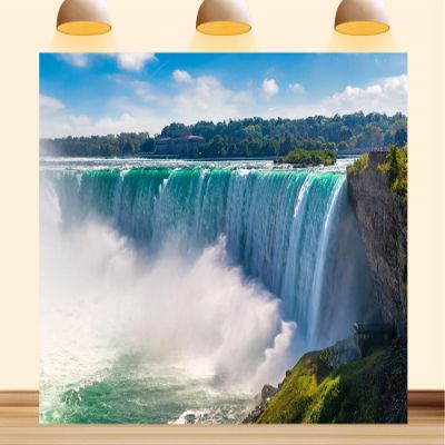 10X7ft Fabric Waterfall Backdrops Canadian Side View of Niagara Falls Horseshoe Falls Background for Living Bedroom Home Party Decor Photo Booth Studio Props Banner