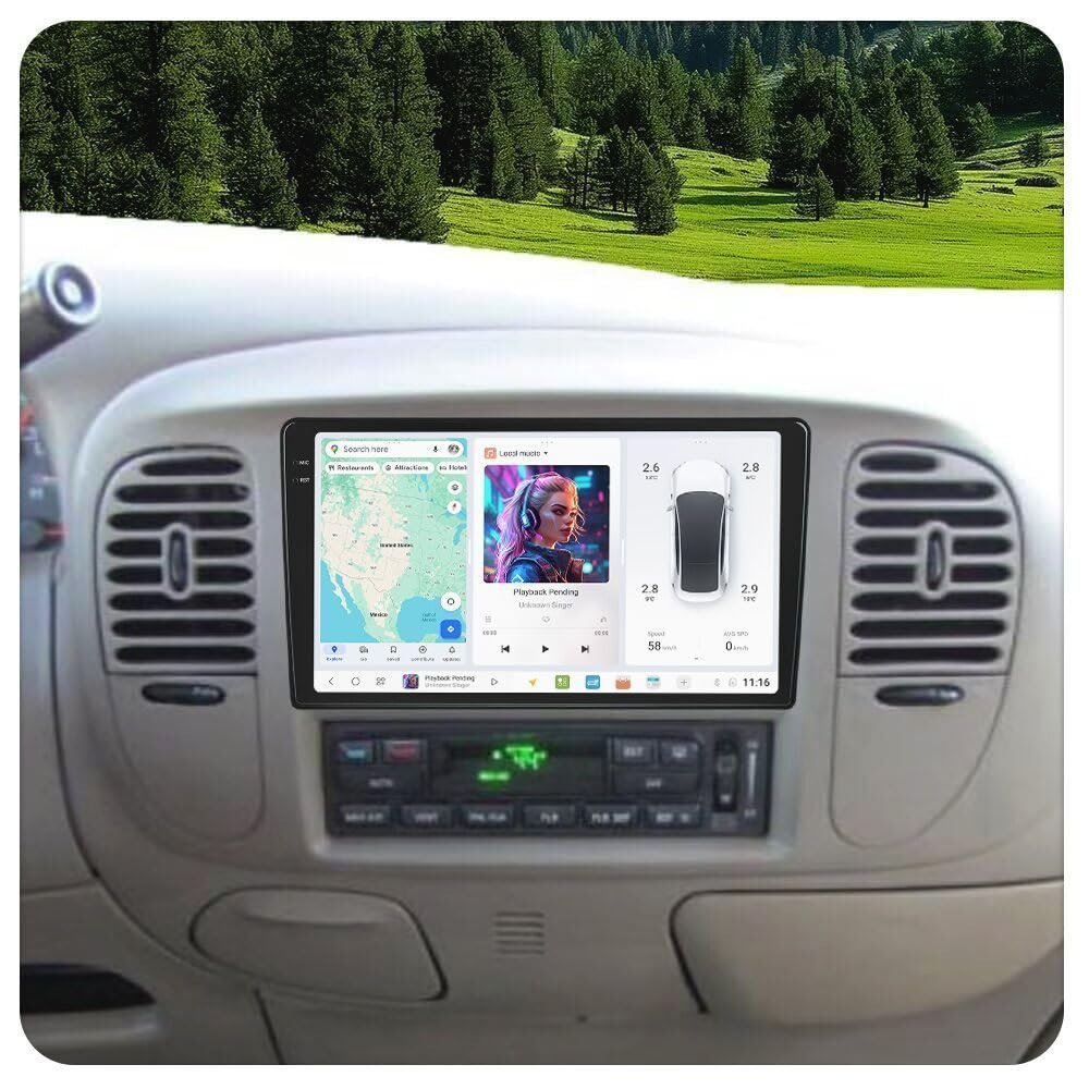 MekedeTech DUDUAUTO DUDU3 Android Radio for Ford F150 Expedition 1997-2003 Car Touch Screen Upgrade Stereo 9 inch Wireless Carplay/Android Auto Head Unit,4G RAM 64GROM