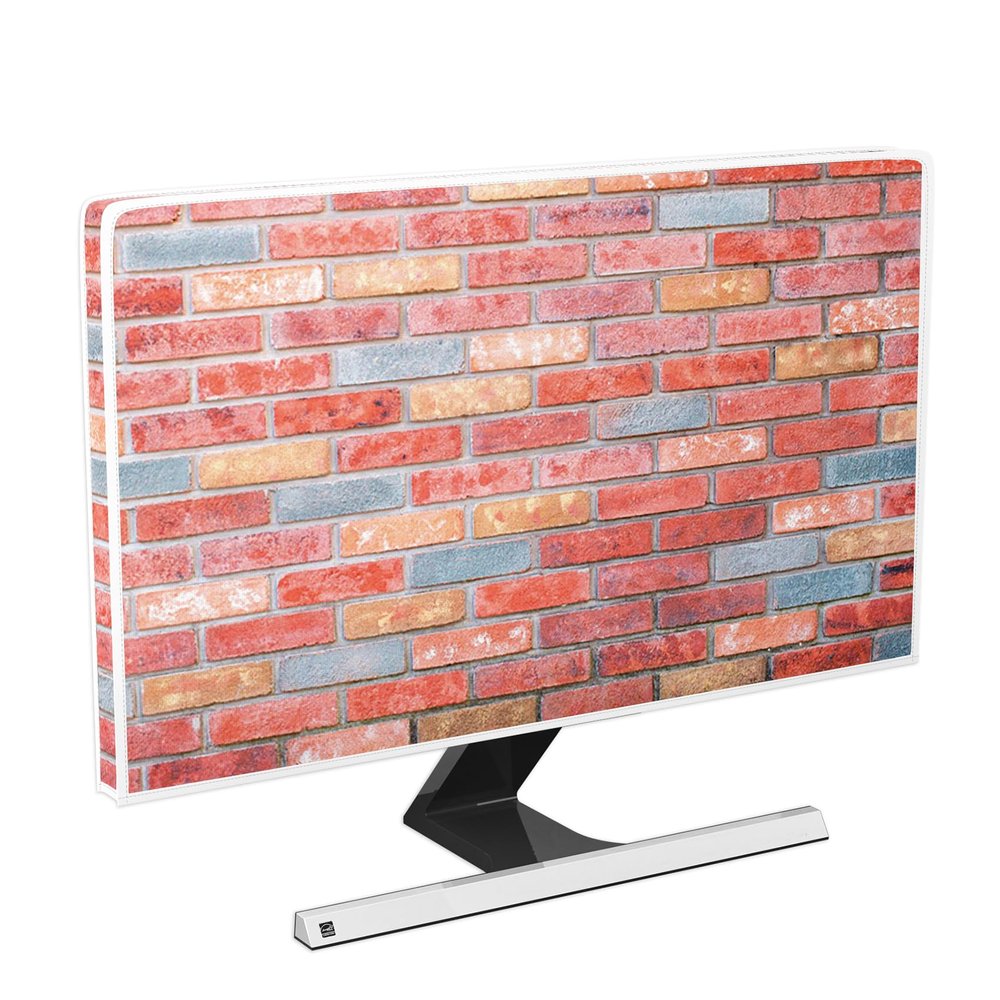 Baocicco Pink Orange Brick Wall Waterproof Television Covers 40,41,42,43 Inch Weatherproof Dust-Proof Screen TV Cover Anti-Static Anti-Scratch Protective Cover for LCD LED Desktop and Home Hanging TV