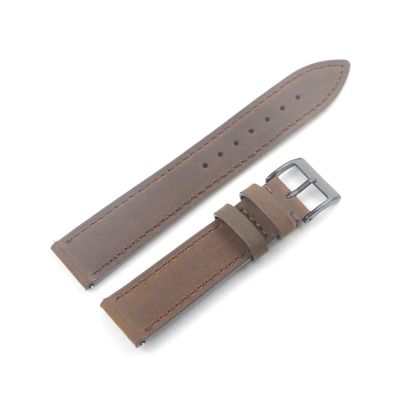 FYXT Crazy Horse Cowhide Leather Watch Strap 18mm 19mm 20mm 22mm Watchband Quick Release Vintage Watch Band Wristband Belt(Coffee black buckle,20mm)