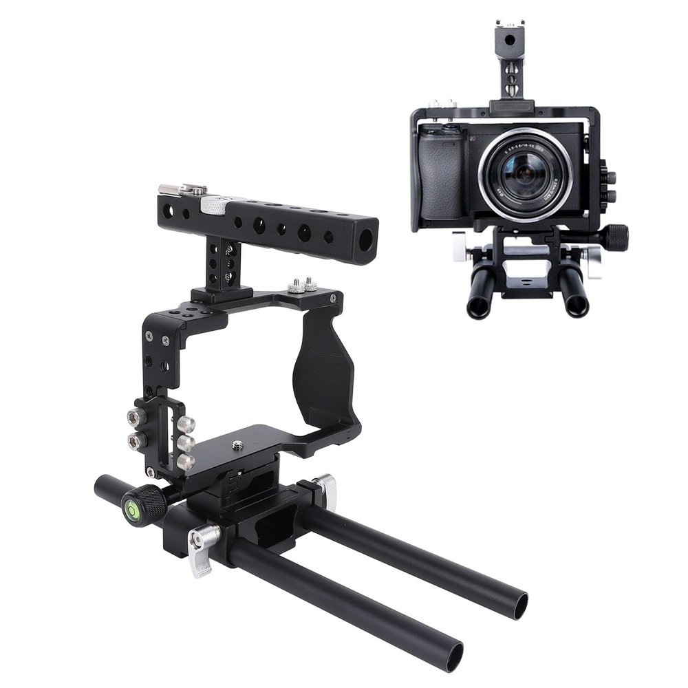 YUEHISY DSLR Camera Cage Kit, Aluminum Alloy Camera Video Stabilizer Rig with Matte Box Follow Focus for A6300 Photography