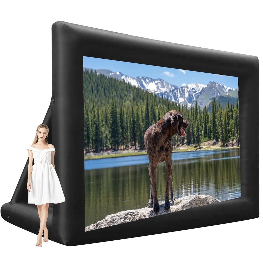 DPLXQPP Inflatable Backyard Movie Screen,Portable Outdoor Cinema Screen for Family Nights,Lightweight,Fits Standard Projectors,Includes 6 Ground Stakes & Blower,Resistant Oxford Cloth (14ft) 24ft