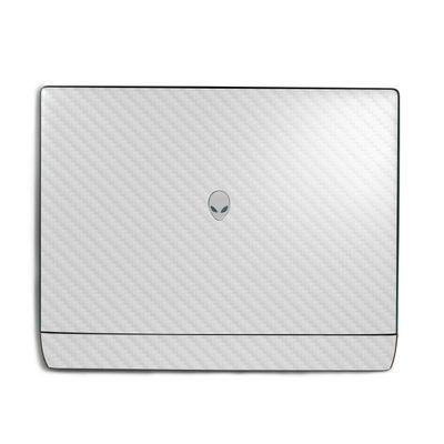 Carbon Fiber Laptop Skin Compatible with Alienware 18 Area-51 (2025) Top Cover Only - Solid White - Premium 3M Vinyl Protective Wrap Decal Cover - Easy to Apply | Crafted in The USA by MightySkins
