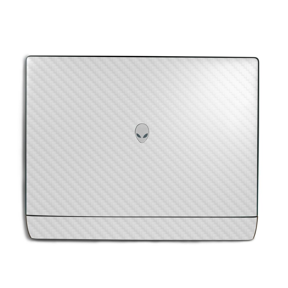 Carbon Fiber Laptop Skin Compatible with Alienware 18 Area-51 (2025) Top Cover Only - Solid White - Premium 3M Vinyl Protective Wrap Decal Cover - Easy to Apply | Crafted in The USA by MightySkins