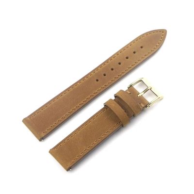 FYXT Crazy Horse Cowhide Leather Watch Strap 18mm 19mm 20mm 22mm Watchband Quick Release Vintage Watch Band Wristband Belt(Brown gold buckle,22mm)