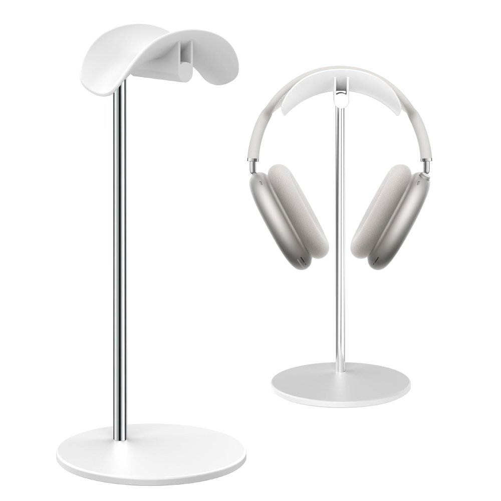 SHUOSUO Headphone Stand, Headset Holder with Solid Base for Desk, Compatible with AirPods Max, Beats, Bose, B&O, Sony, Sennheiser, Gaming, etc (White)