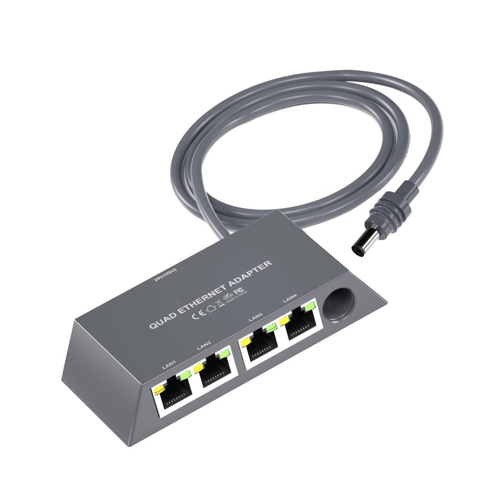 ASHATA 4 Ports Gigabit Ethernet Adapter, Multi Device Wired External Network Hub with Plug and Play Design, for Stable High Speed Internet Connection