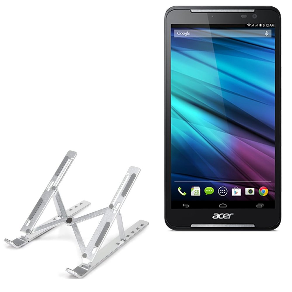 BoxWave Stand and Mount Compatible with Acer Iconia Talk S A1-734 - Compact QuickSwitch Stand, Portable Multi Angle Viewing Foldable Riser - Metallic Silver