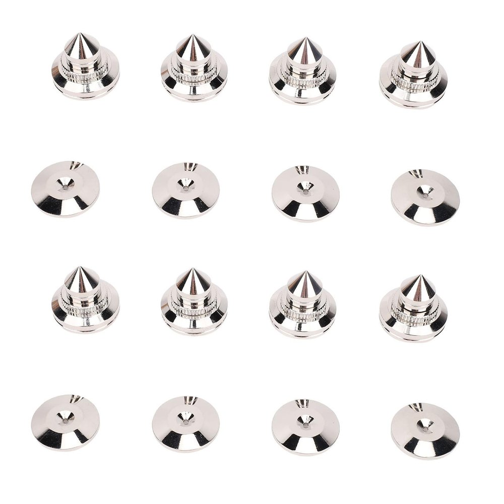 FAUOSWUK 8pcs Copper Speaker Isolation Spikes Pads, Adjustable Turntable Feet for Speaker Amplifier Subwoofer CD DVD Player DAC with Leveling Nuts