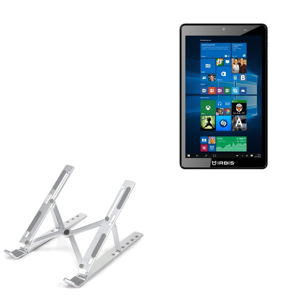 BoxWave Stand and Mount Compatible with MegaFon Irbis TW81 - Compact QuickSwitch Stand, Portable Multi Angle Viewing Foldable Riser - Metallic Silver